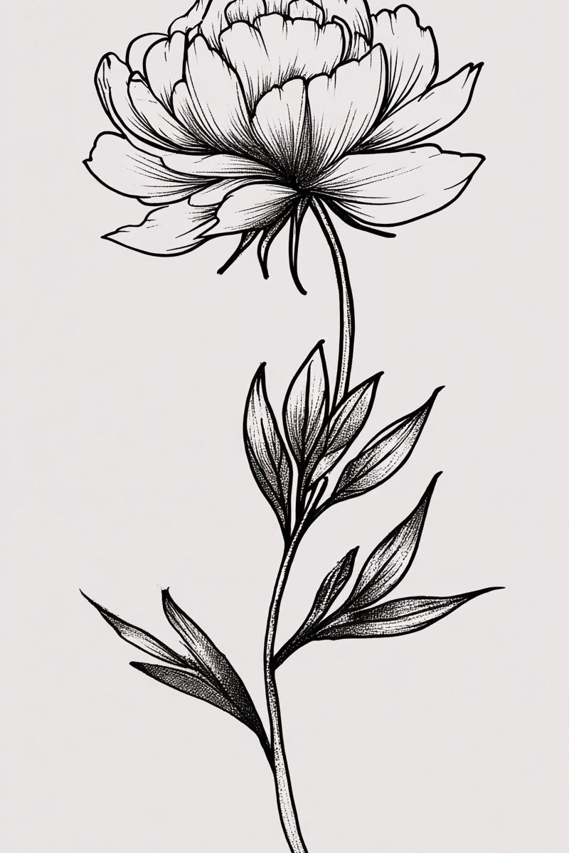 Peony Flower Illustration Poster. poster detail
