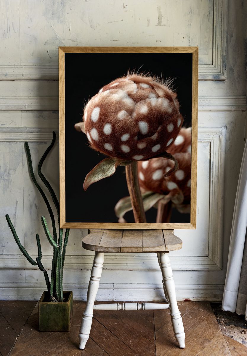 Fluffy Brown Botanical Poster. — room view 1