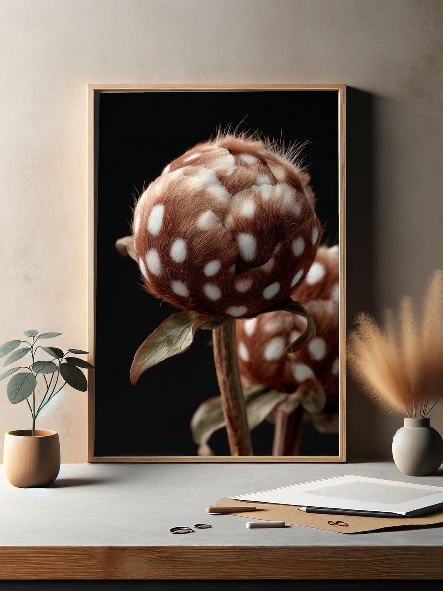 Fluffy Brown Botanical Poster. — room view 2