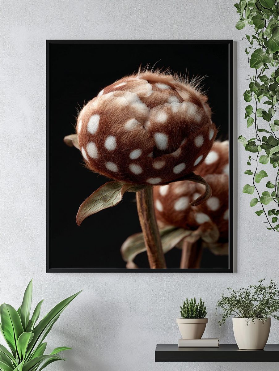 Fluffy Brown Botanical Poster. — room view 4