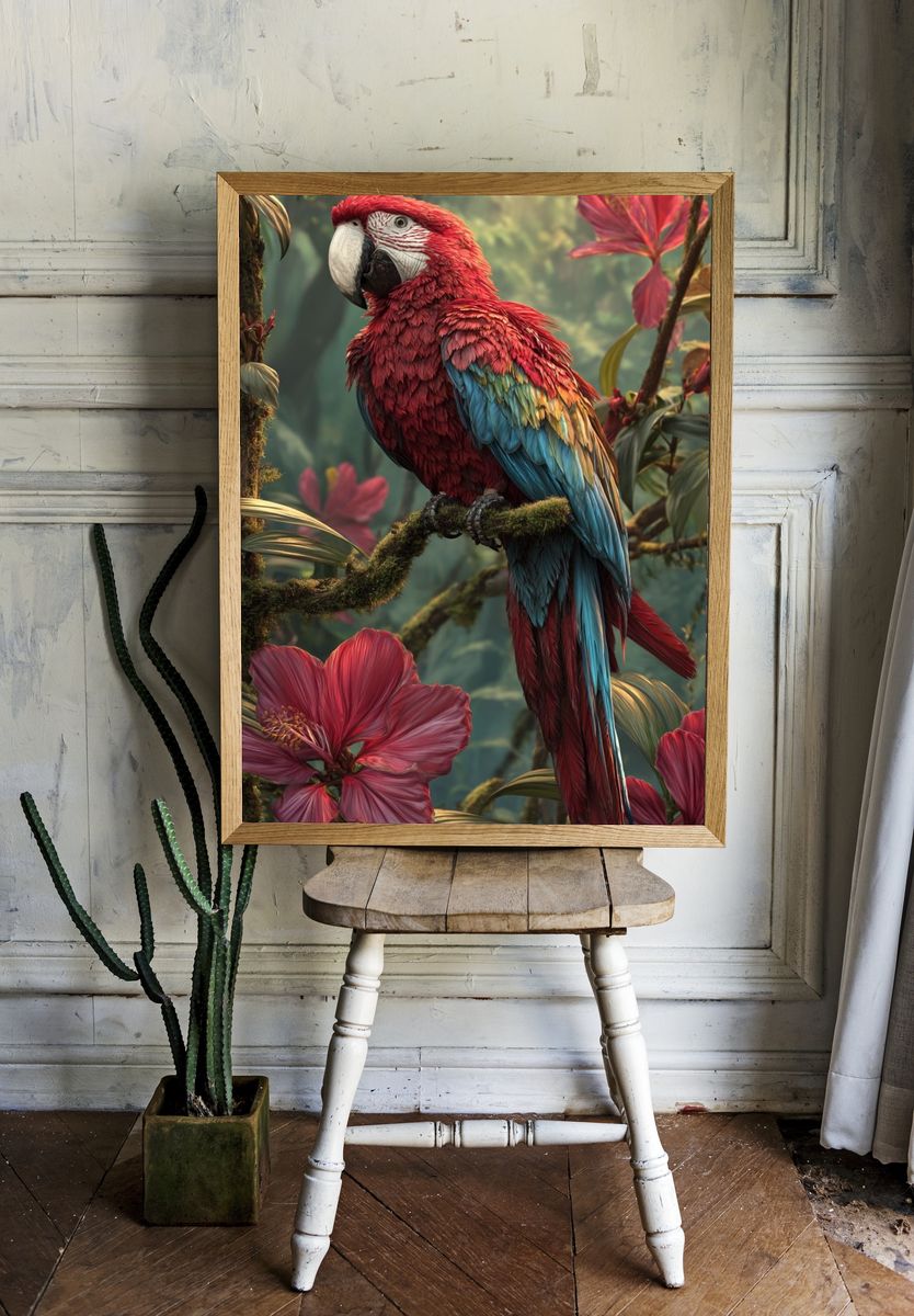 Scarlet Macaw — Botanical Print room preview