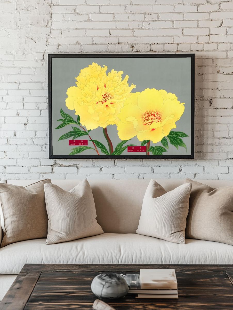 Yellow Peonies — Botanical Print room preview