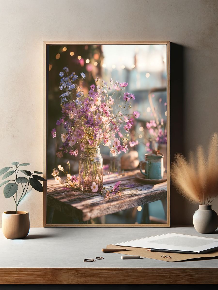 Wildflower Bouquet — Botanical Print. — room view 2