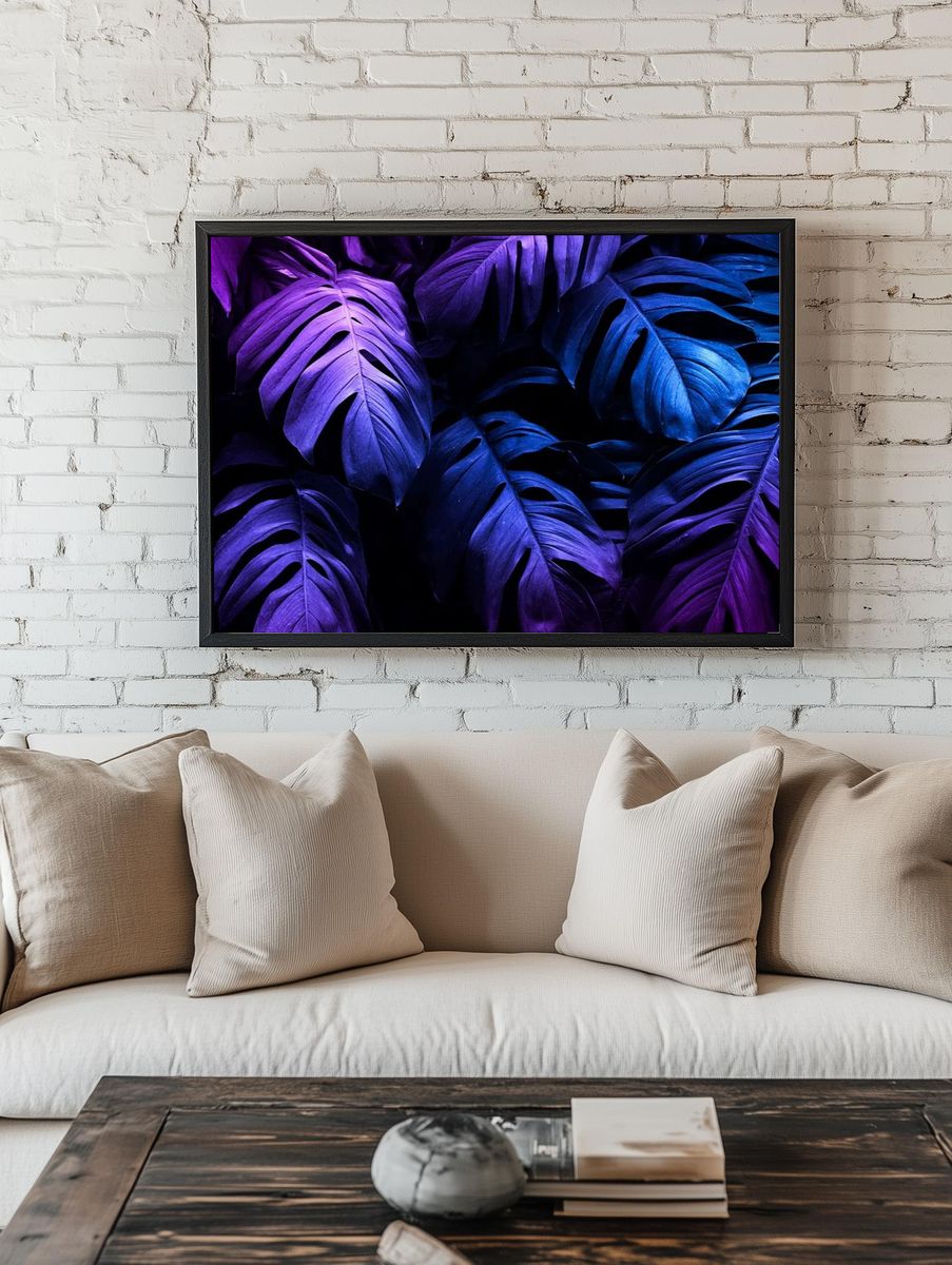 Vibrant Monstera Leaves — Botanical Print room preview
