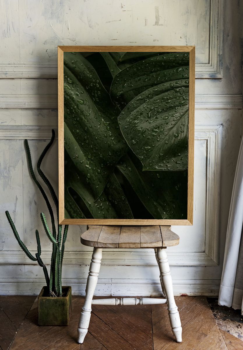 Rainy Green Leaves — Botanical Print room preview