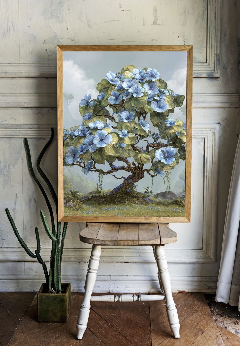 Floral Camellia Pattern Poster room preview