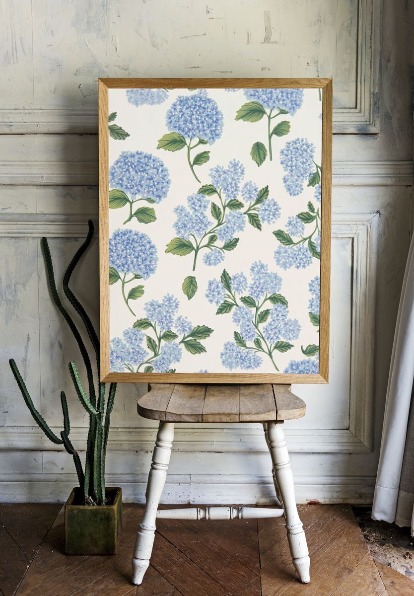 Hydrangea Floral Illustration Poster room preview