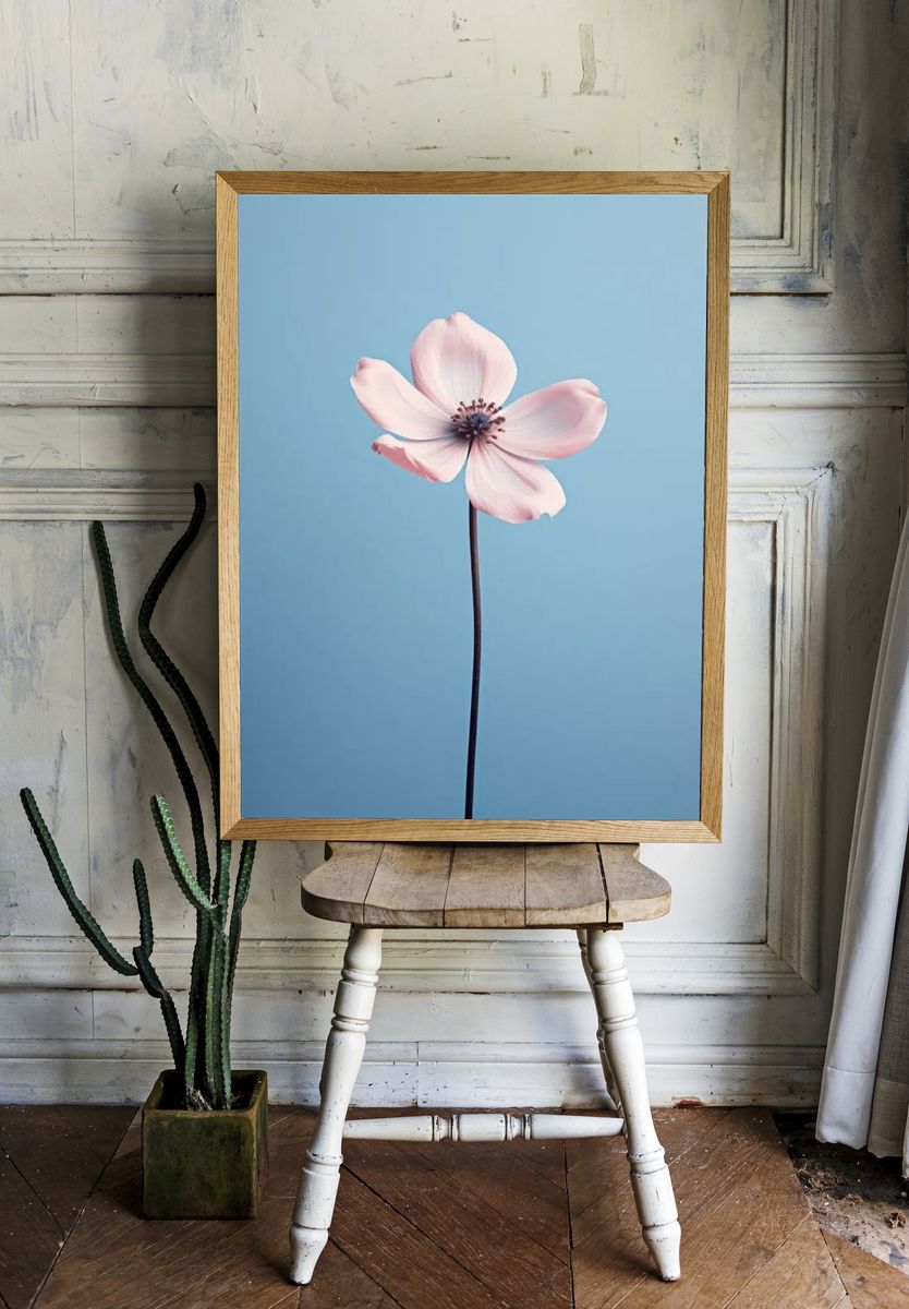 Pink Flower — Botanical Print. — room view 1