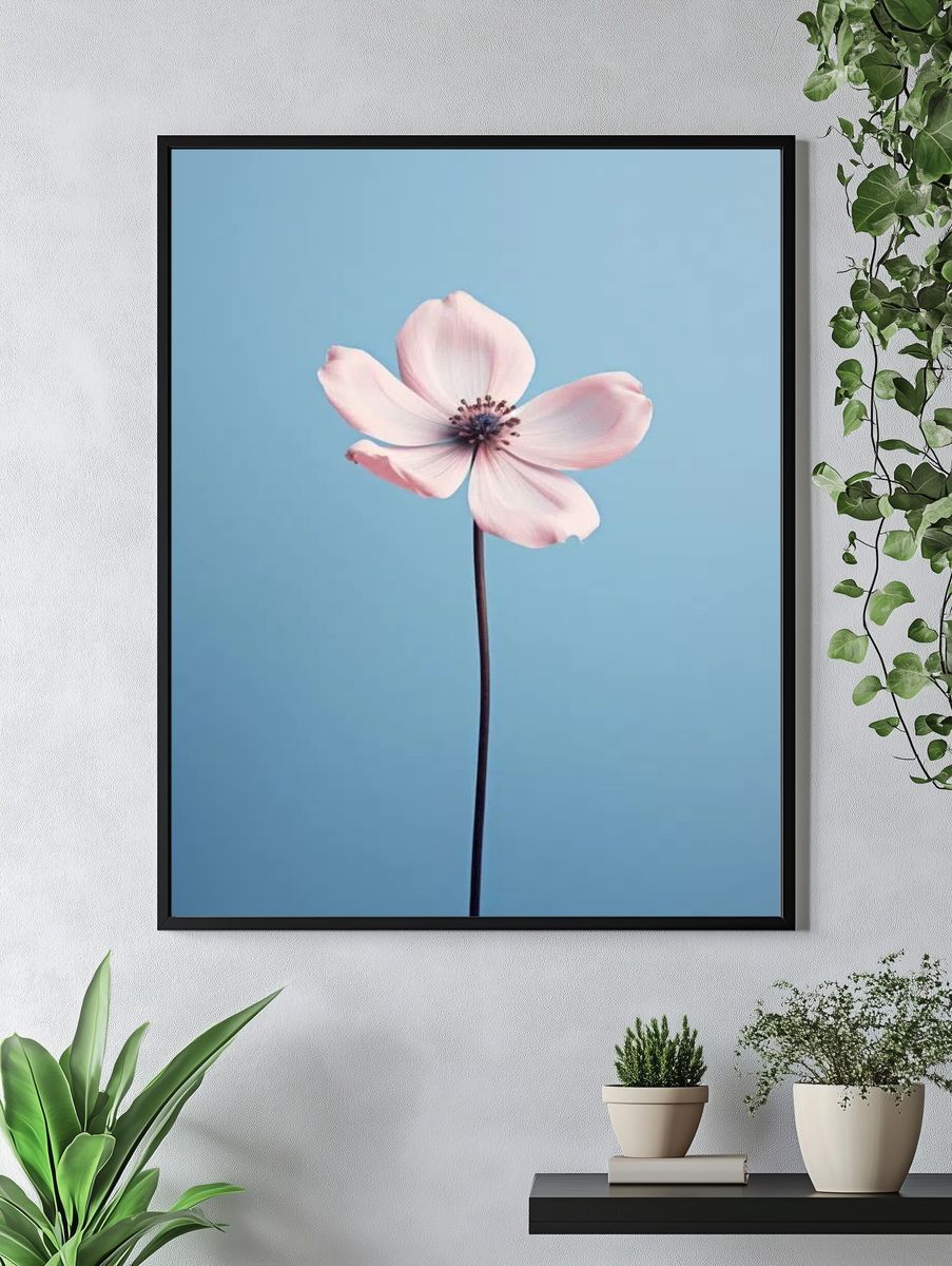 Pink Flower — Botanical Print. — room view 4