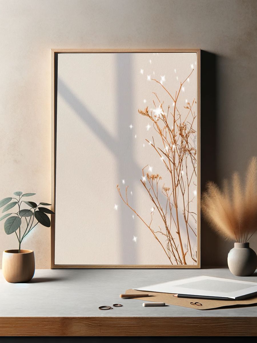 Dried Flowers with Sparkles — Botanical Print. — room view 2