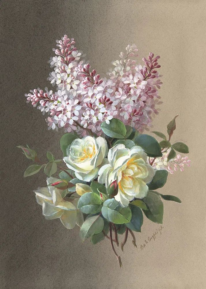 Floral Bouquet — Vintage Print. poster — botanical art