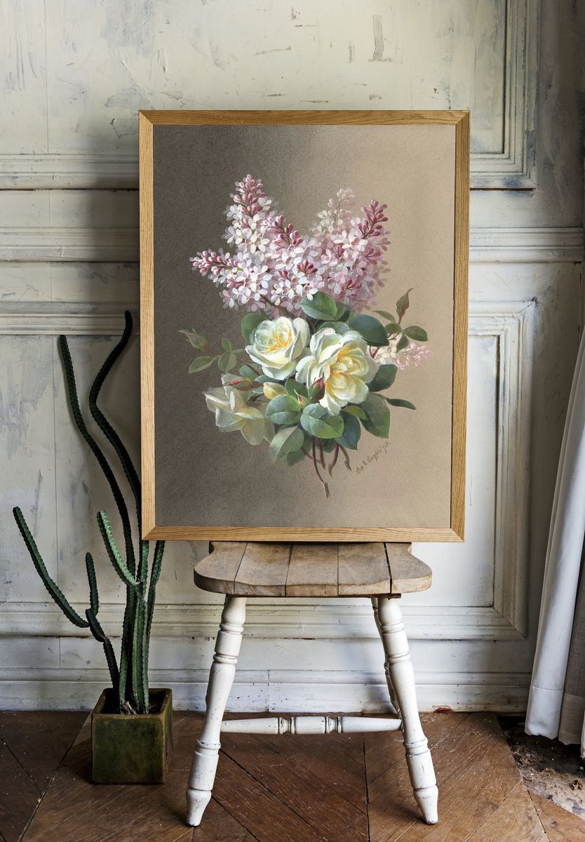 Floral Bouquet — Vintage Print. room preview
