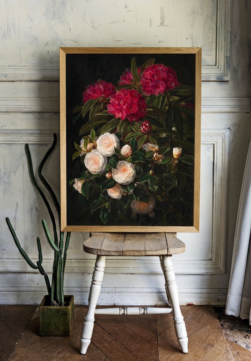 Rhododendron and Camellia — Botanical Print. room preview