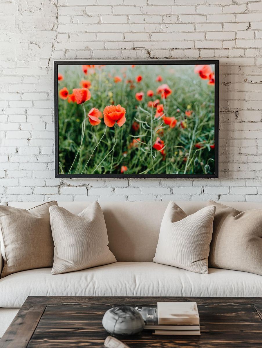 Vibrant Poppy Field — Botanical Print room preview