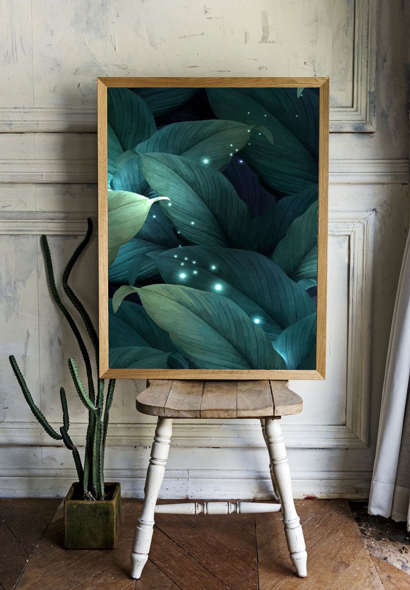 Glowing Leaves — Botanical Print room preview