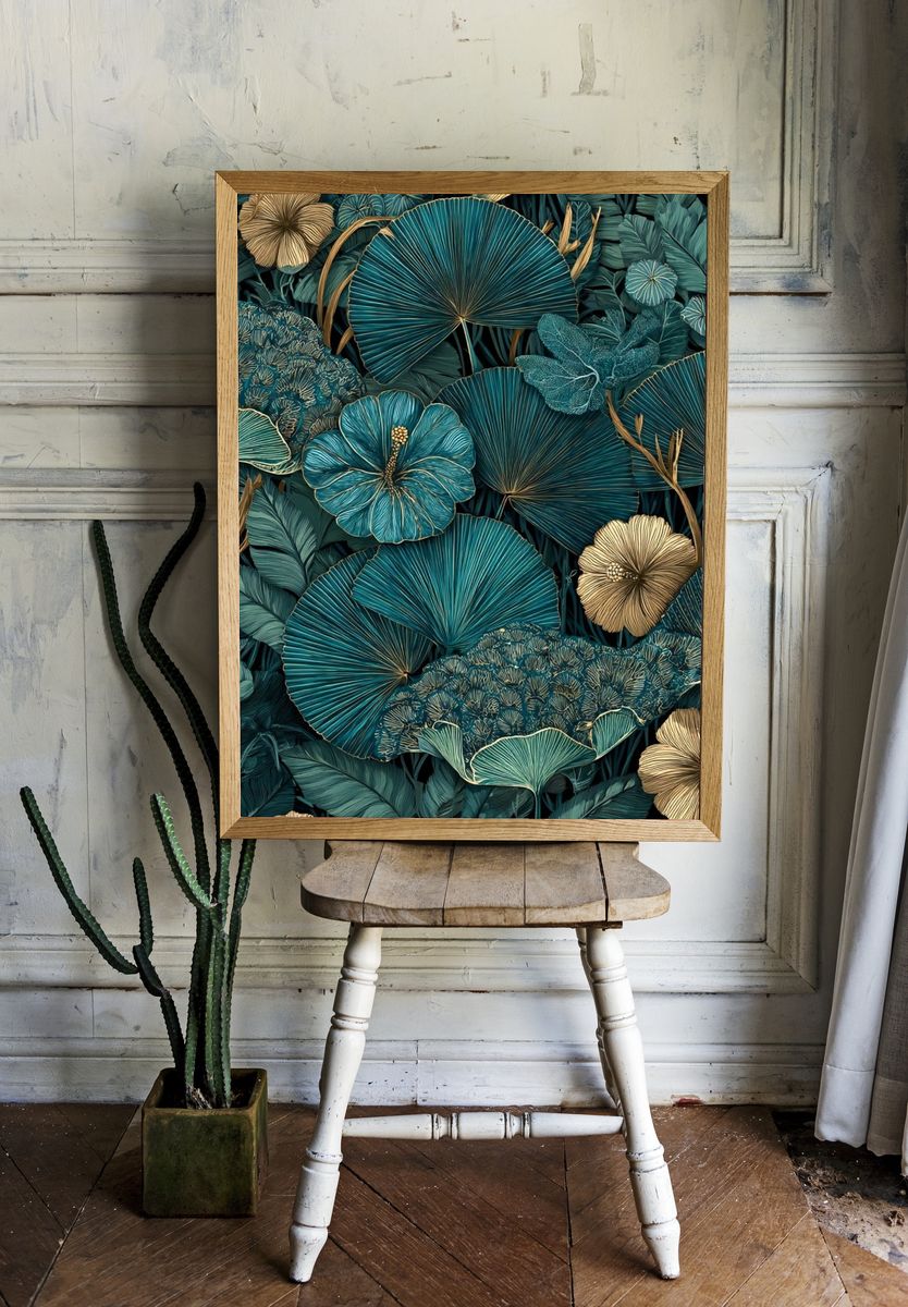 Tropical Botanical Pattern Poster room preview