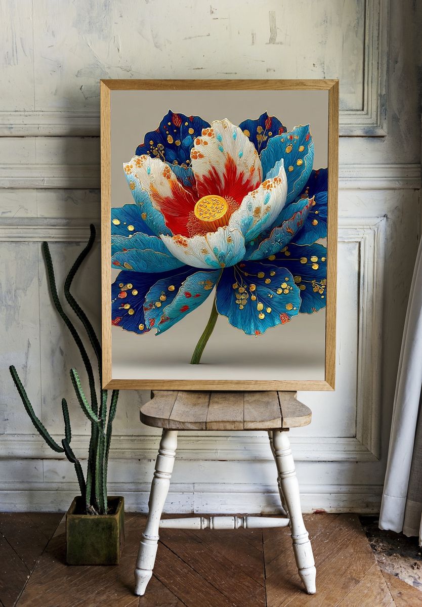 Vibrant Lotus Flower — Botanical Print room preview