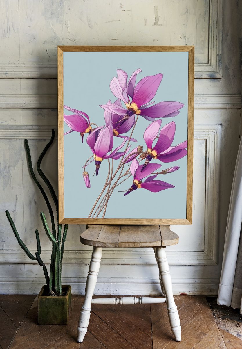 Pink Flowers — Botanical Print room preview