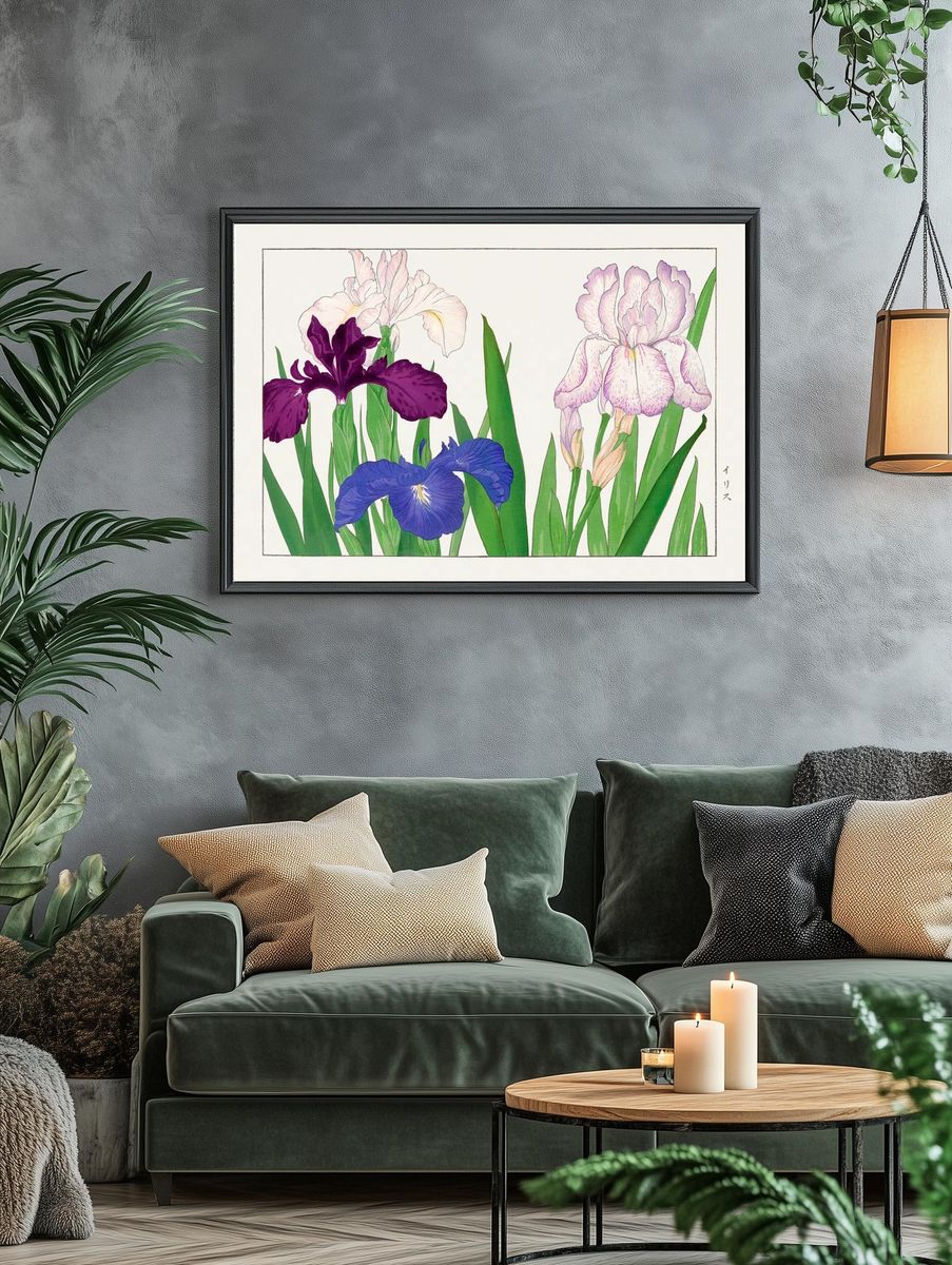 Iris Flowers — Botanical Print. — room view 4