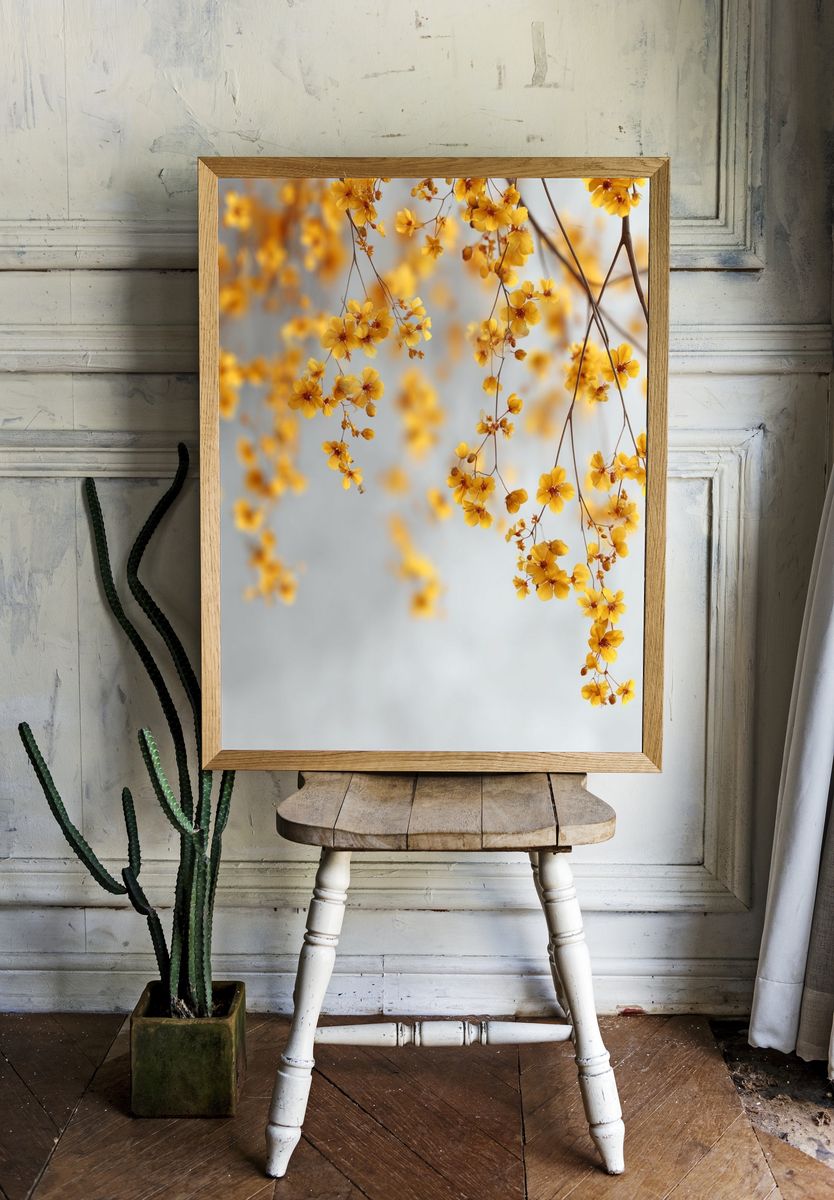 Yellow Floral Botanical Poster room preview