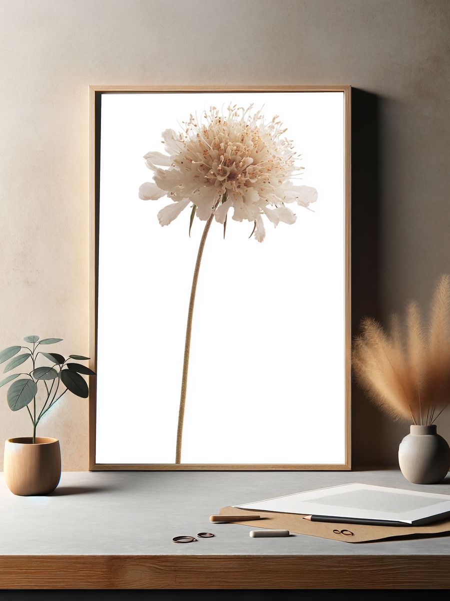 Delicate White Flower — Botanical Print. — room view 2