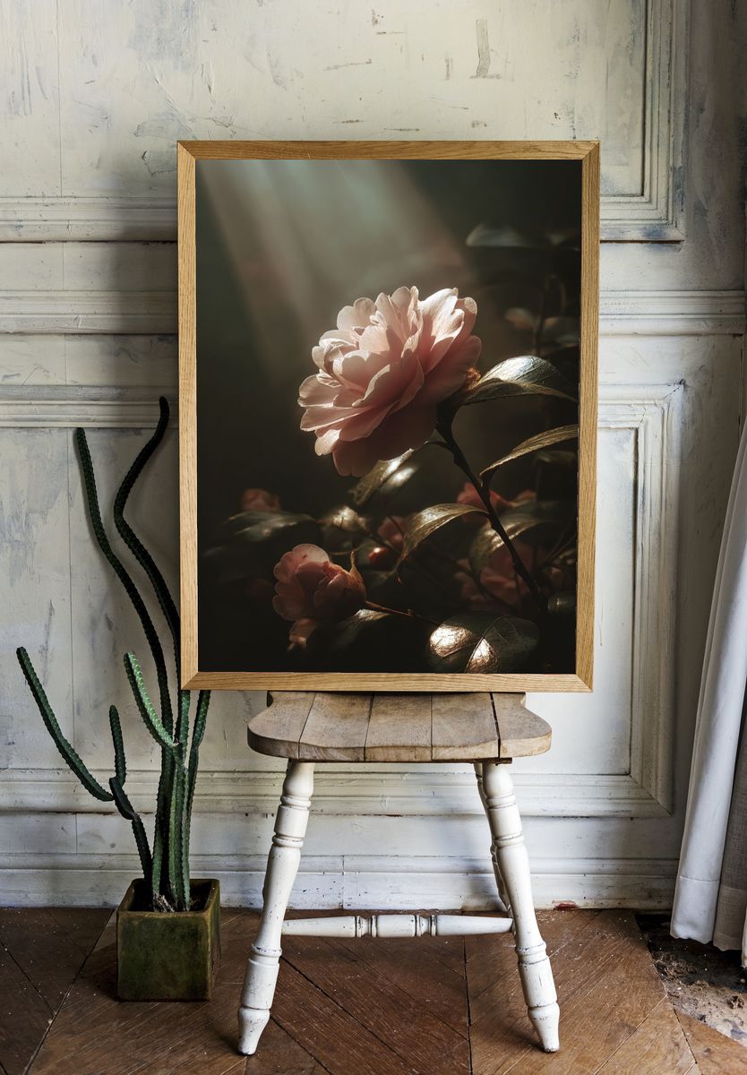 Soft Pink Camellia — Photography Print. — room view 1