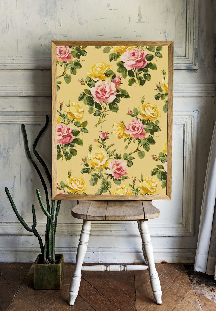 Yellow Floral Roses — Botanical Print room preview