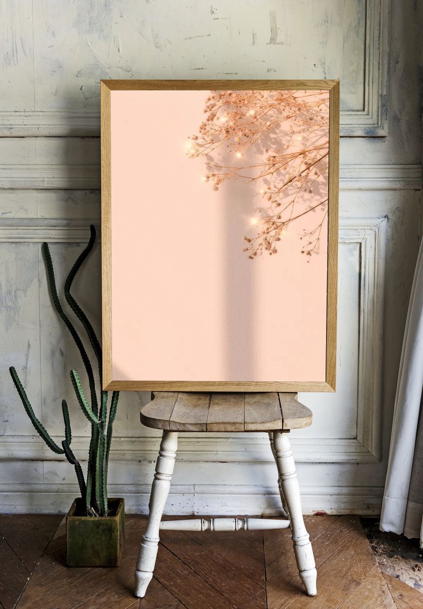 Dried Flowers on Soft Pink Background Poster room preview