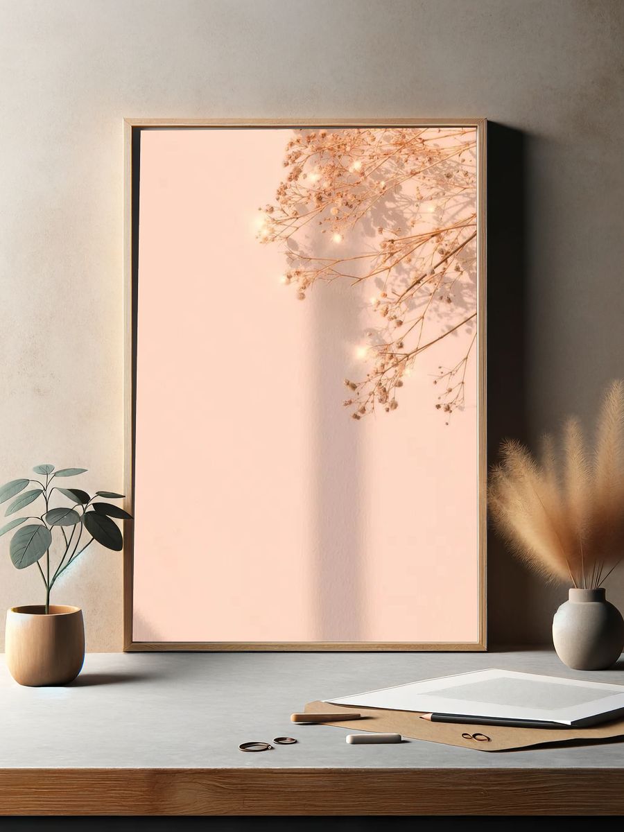 Dried Flowers on Soft Pink Background Poster. — room view 2
