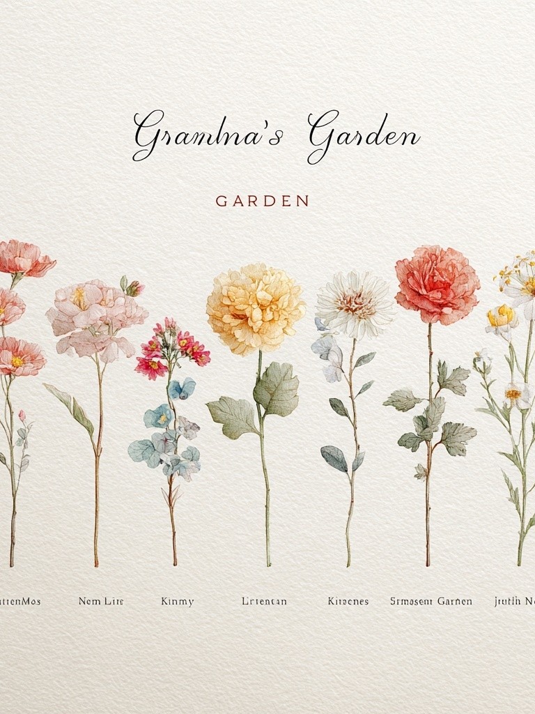 Grandma's Garden — Botanical Print. poster — botanical art