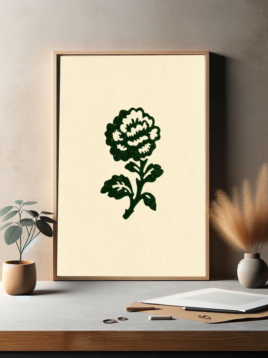 Green Floral Illustration Poster. — room view 2