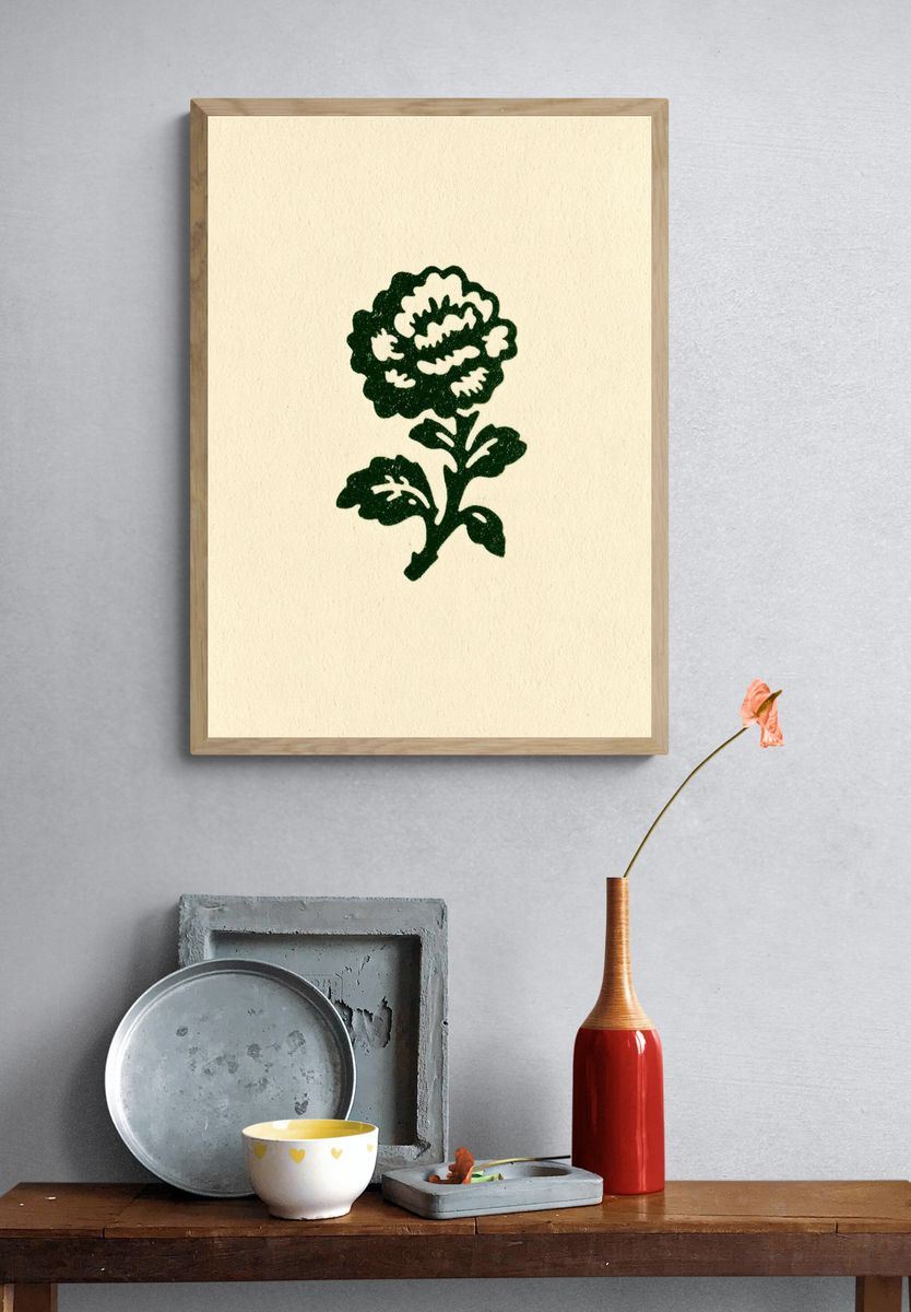 Green Floral Illustration Poster. — room view 3