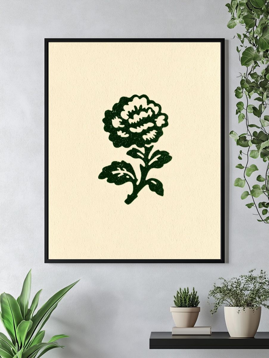 Green Floral Illustration Poster. — room view 4