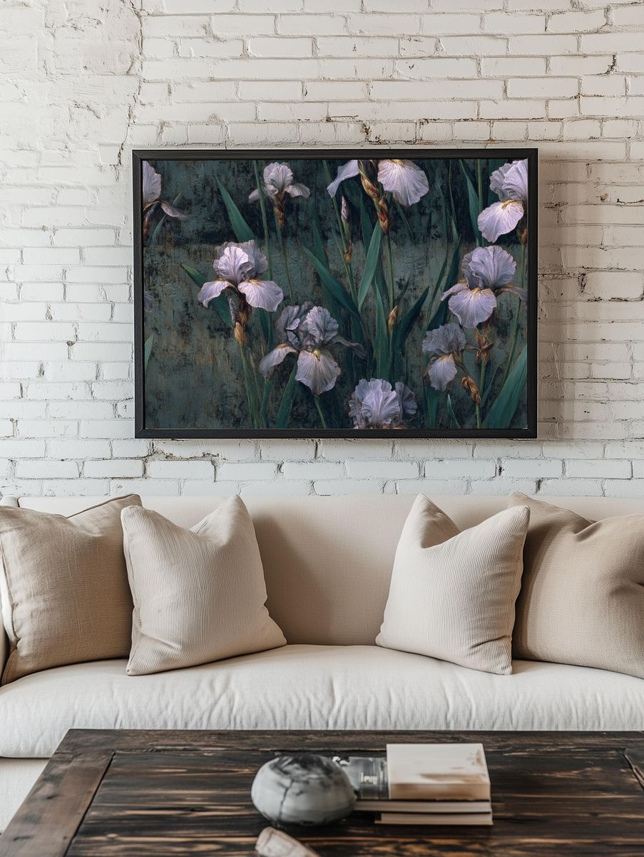 Iris Flowers — Botanical Print. room preview