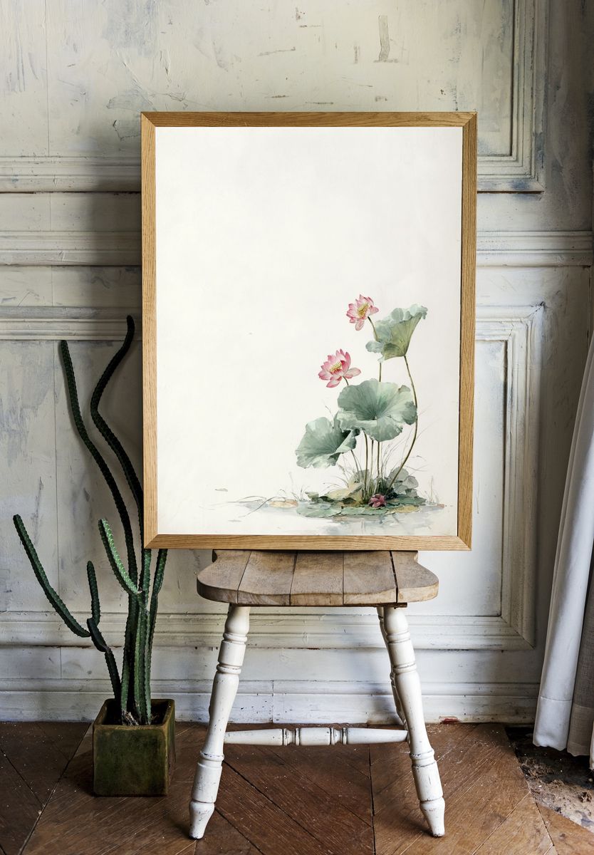 Lotus Flowers — Watercolor Print room preview