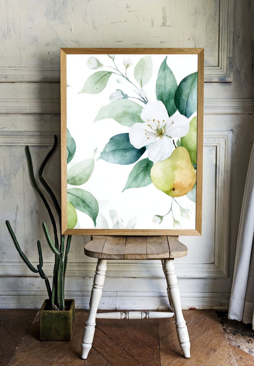 Pear Blossom Botanical Print room preview
