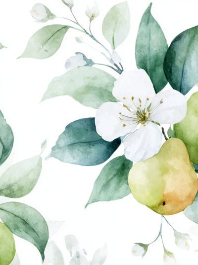 Pear Blossom Botanical Print. poster print