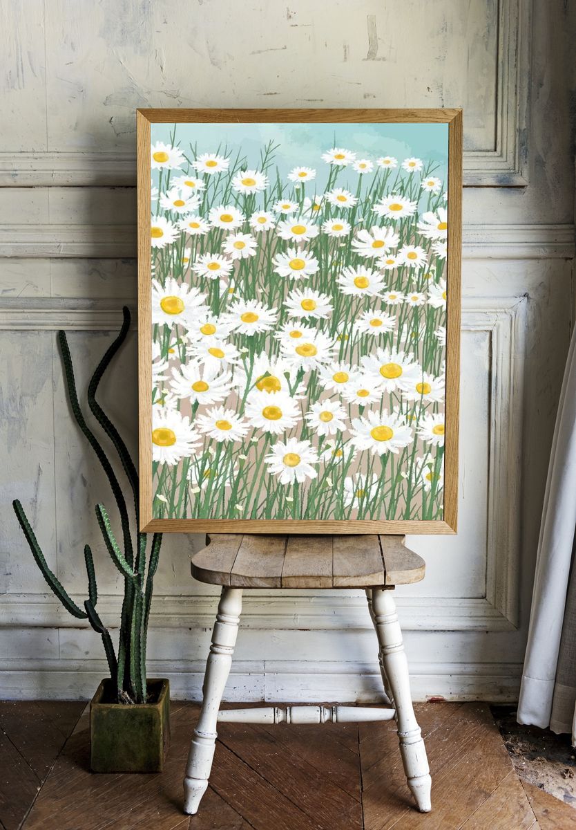 Daisy Field — Botanical Print. room preview