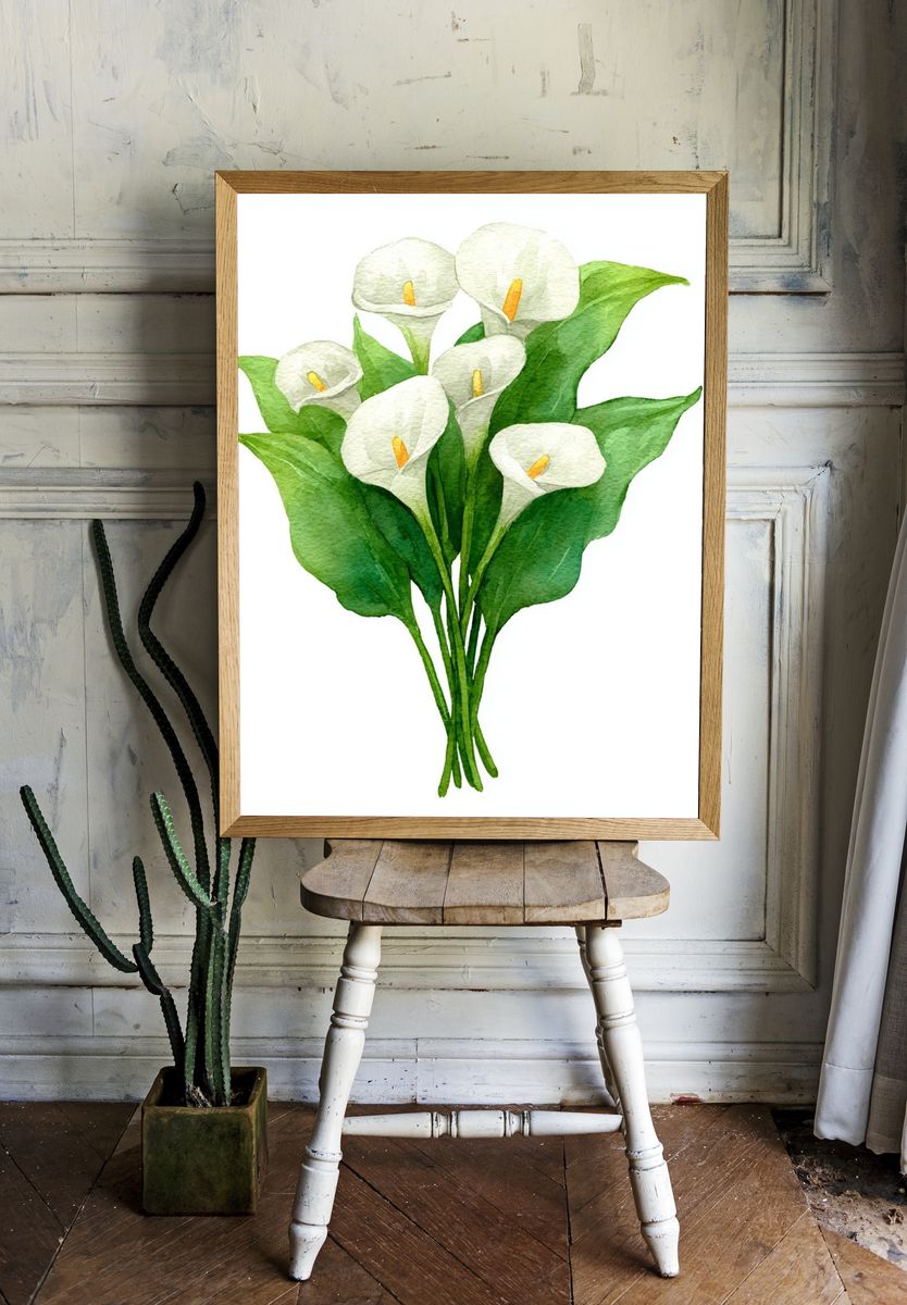 Calla Lily Bouquet — Watercolor Print room preview