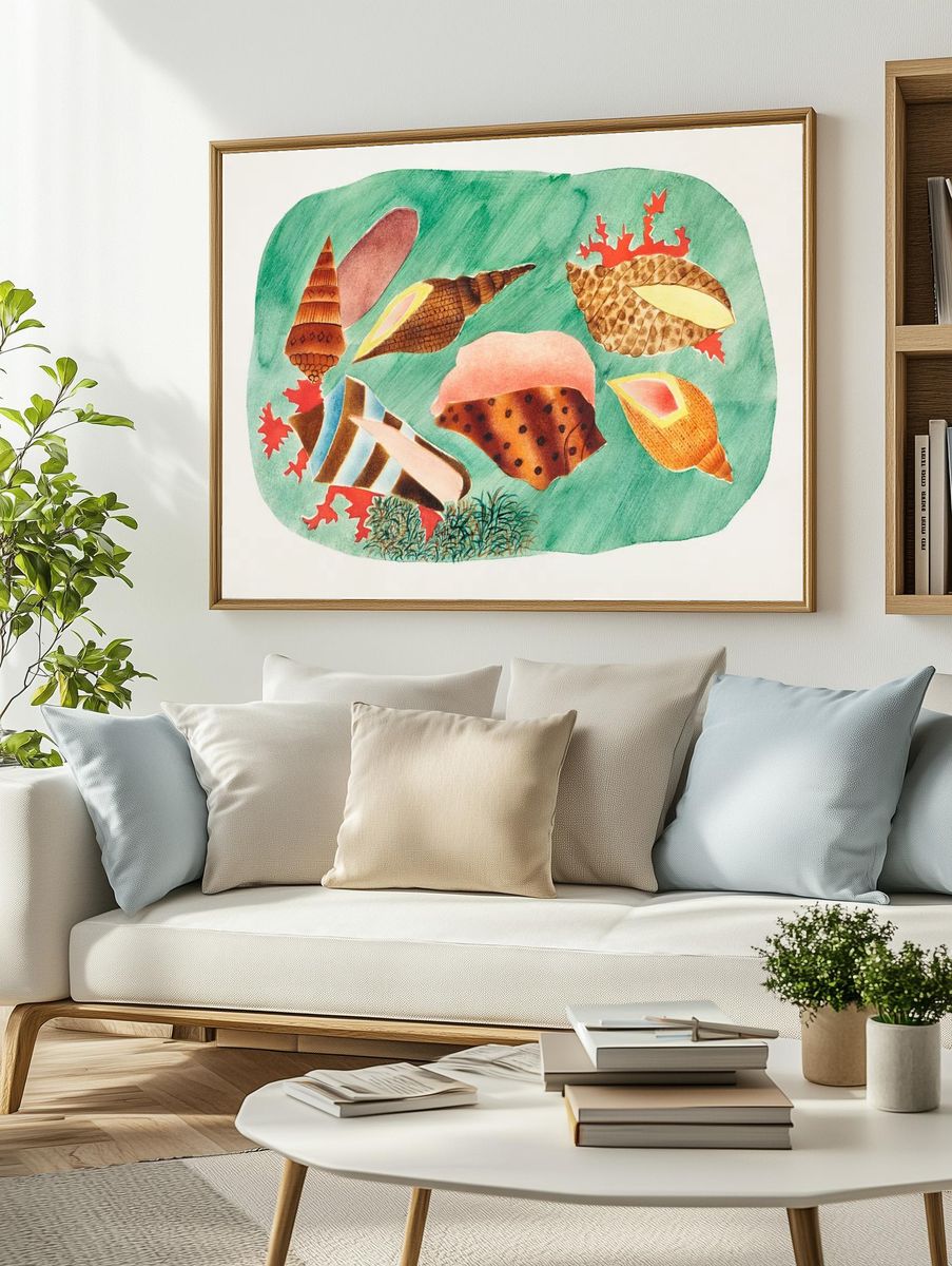 Colorful Seashells — Botanical Print. — room view 2