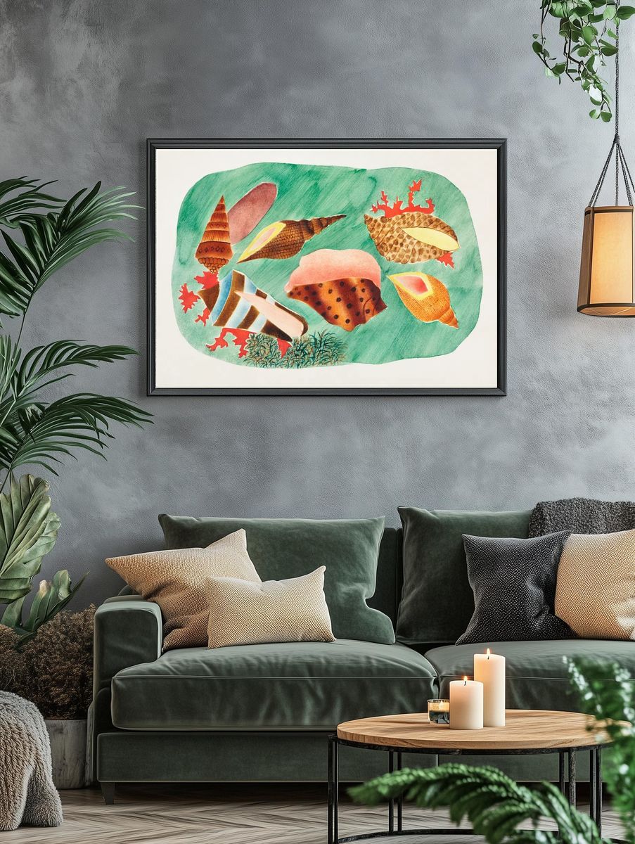 Colorful Seashells — Botanical Print. — room view 4