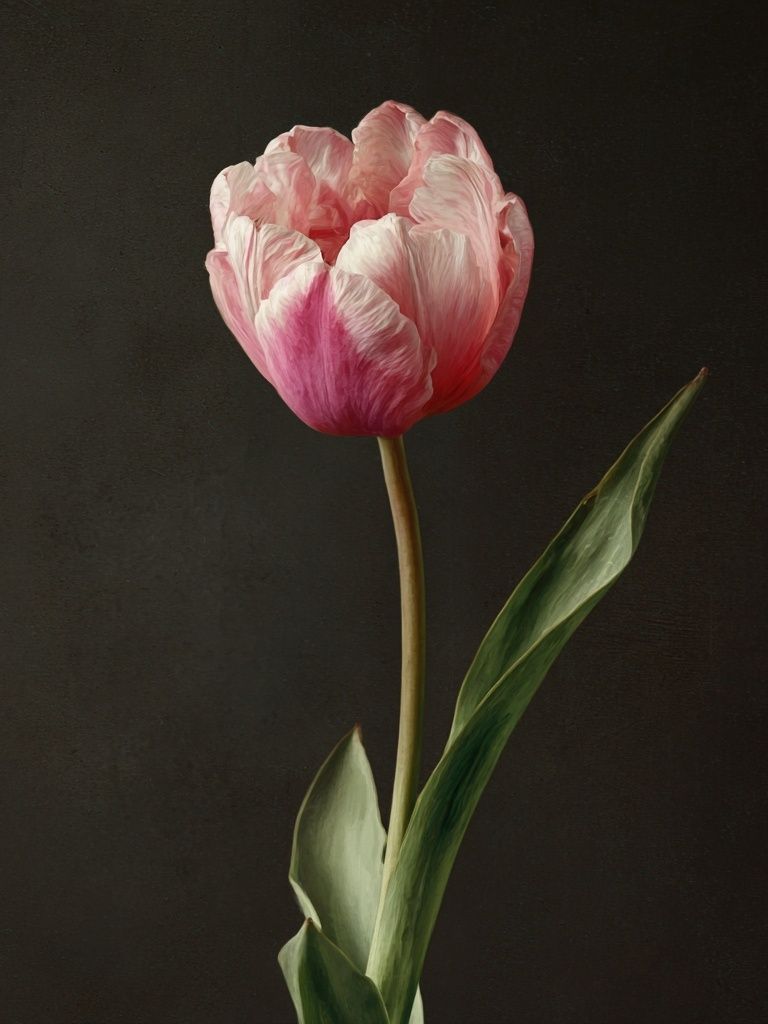 Pink Tulip — Botanical Print. poster — botanical art