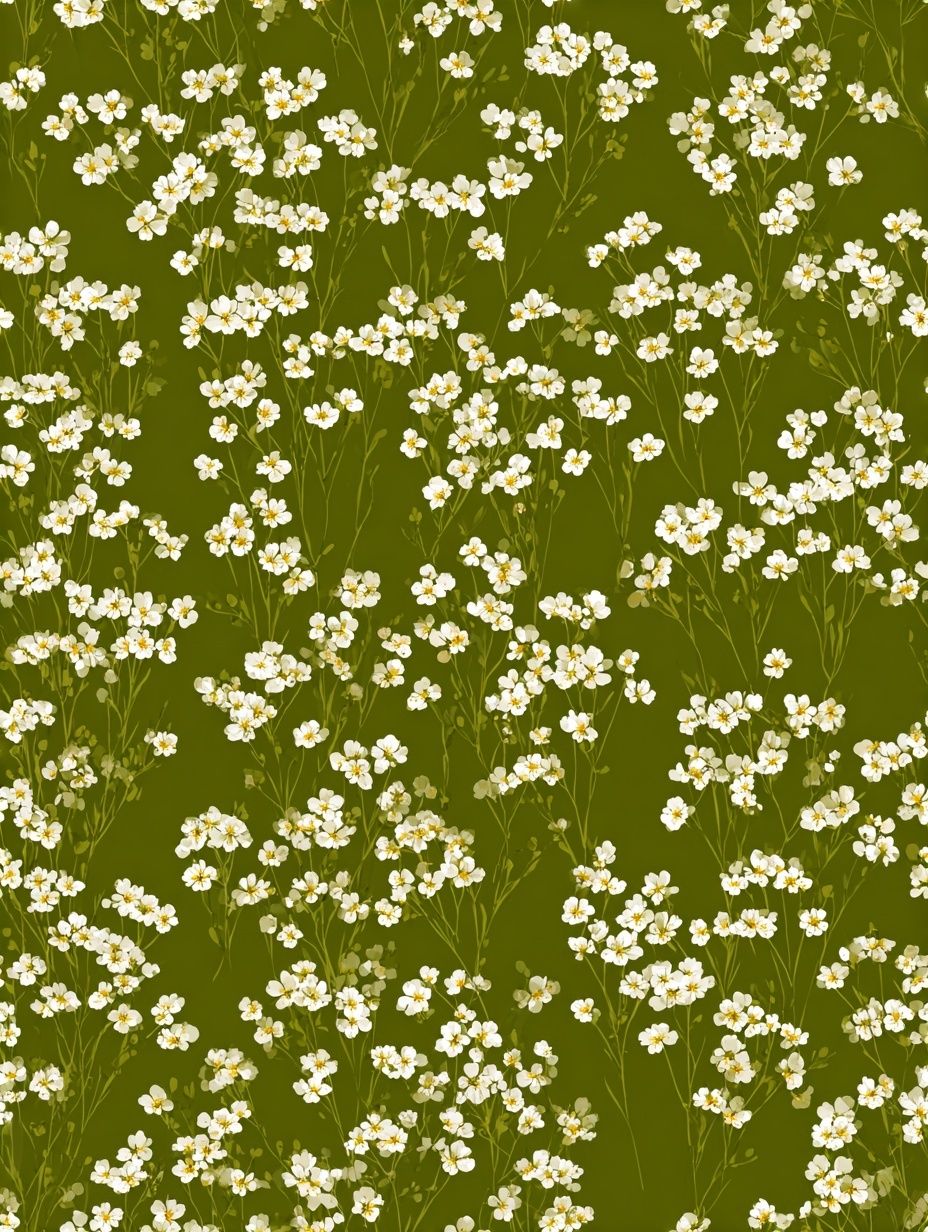 White Floral Pattern — Botanical Print. poster detail