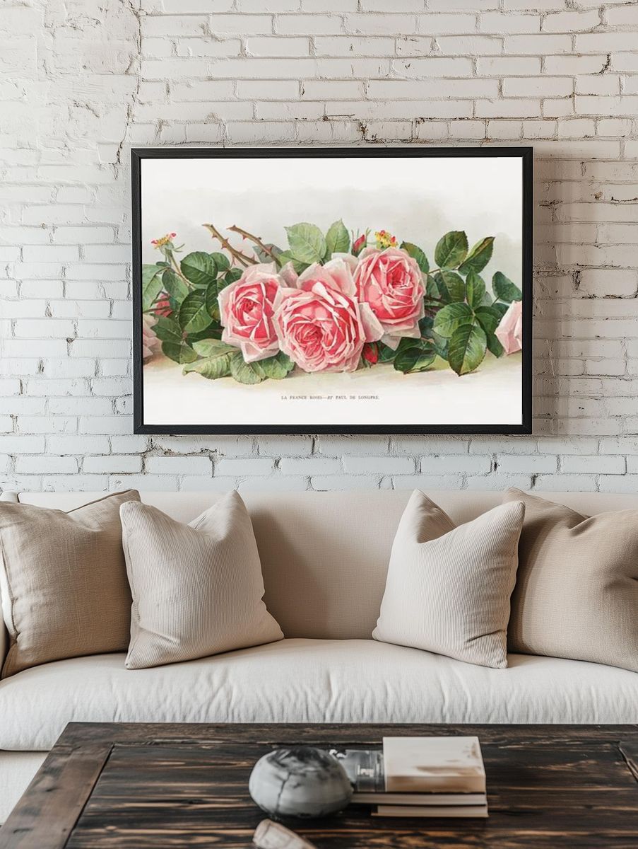 Pink Roses — Botanical Print room preview