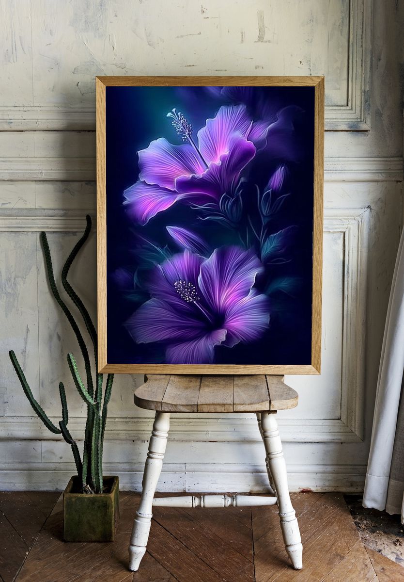 Vibrant Hibiscus Flowers — Botanical Print room preview