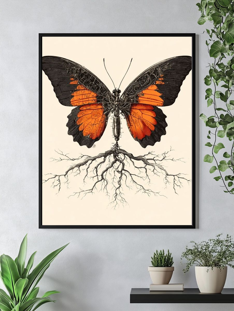 Butterfly with Roots — Illustration Print. — room view 4