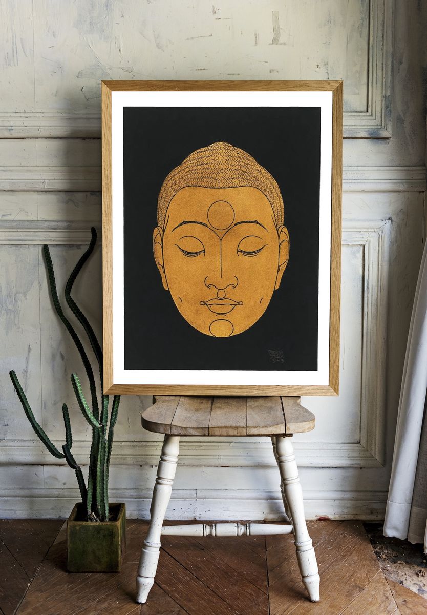 Buddha Face — Minimalist Print room preview