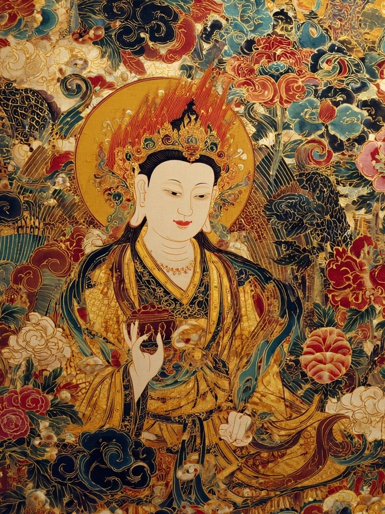 Golden Buddha Floral Surrealism Poster. poster — fine-art art