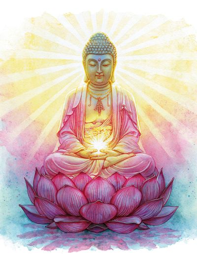 Buddha Lotus Watercolor Print. poster
