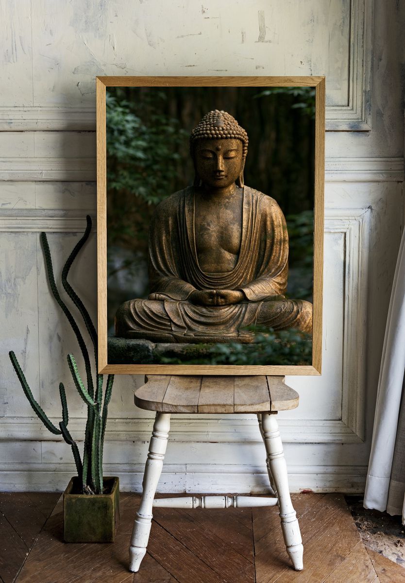 Meditating Buddha Photography Poster. — room view 1